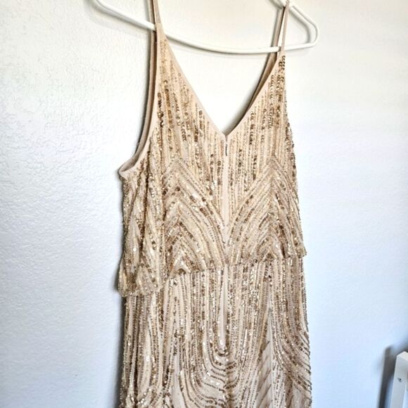 NEW BHLDN Anthropologie | Fidelia Beaded Sequin Maxi Long Dress Womens 16 - Picture 10 of 12